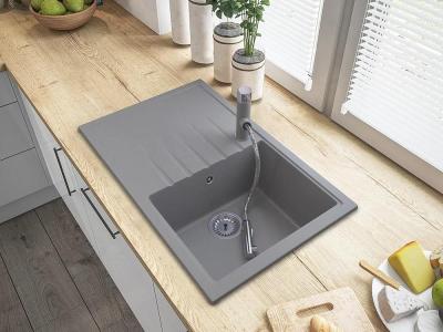 Graniteland Ceres Kuchenna Bateria Szara z Wyciąganą Wylewką i Podwójną Funkcją Ręcznego Prysznica 1208970710