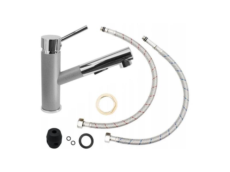 Graniteland Ceres Kuchenna Bateria Szara z Wyciąganą Wylewką i Podwójną Funkcją Ręcznego Prysznica 1208970710