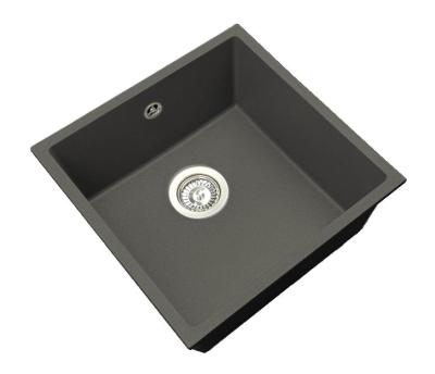 GraniteMy Universal Granit Szary, ciemny Zlew 40x40 cm Montaż nawierzchniowy, podtynkowy i równy z korkiem ze stali nierdzewnej 1208970742