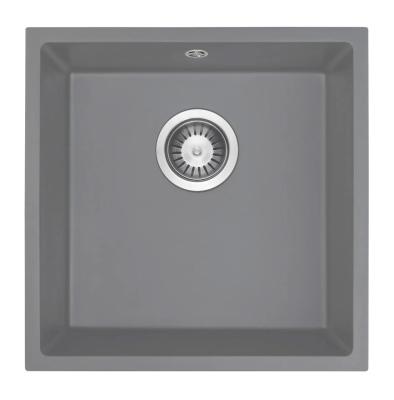 GraniteMy Uniwersalny Granitowy Szary Zlew 40x40 cm Nadbudowa, Podbudowa i Montaż Płaski z Wtyczką ze Stali Nierdzewnej 1208970743