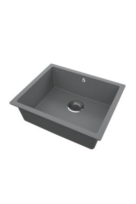 GraniteMy Universal Granit Szary, ciemny Zlew 50x40 cm Montaż nawierzchniowy, podtynkowy i płaski z korkiem ze stali nierdzewnej 1208970744