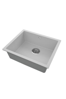 GraniteMy Universal Granitowy Szary Zlew 50x40 cm, Montaż na Wierzchu, Montaż na Spodzie i Montaż Płaski z Wtyczką ze Stali Nierdzewnej 1208970745