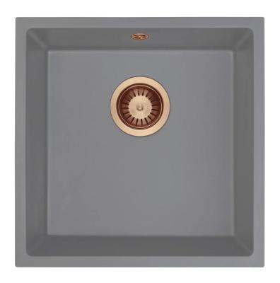 GraniteMy Universal Granitowy Szary Zlew 40x40 cm, Montaż Nawierzchniowy, Podwieszany i Płaski z Miedzianą Wtyczką 1208970753