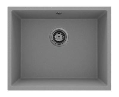 GraniteMy Universal Granitowy Szary Zlew 50x40 cm Montaż na Wierzchu, Montaż Podblatowy i Montaż Płaski z Metalową Zatyczką Gun Metal 1208970758