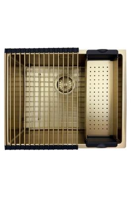 Pure.Sink Prestige Zestaw kombinacyjny Złoty zlew 50x40 cm z Złotym Kranem Kuchennym 1208970764