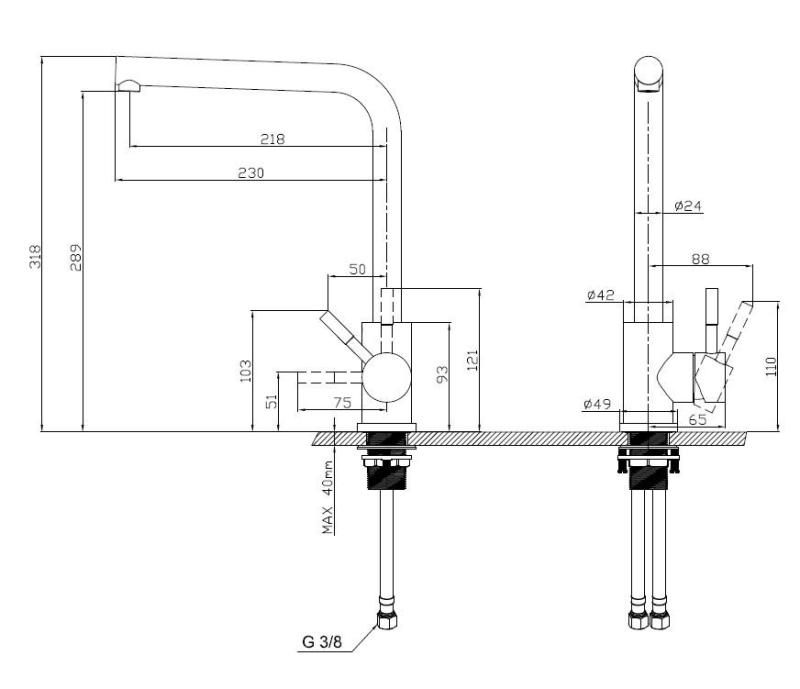Pure.Sink Prestige Zestaw kombinacyjny Złoty zlew 50x40 cm z Złotym Kranem Kuchennym 1208970764