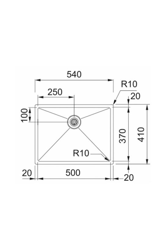 Franke Bolero Plus New R10 B2X 210-50-37 RVS Zlew Podtynkowy, montaż podszafkowy i nadszafkowy 50x37 cm 127.0730.521