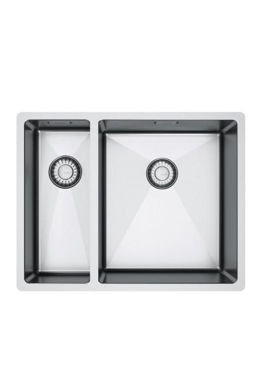 Franke Bolero Plus Nowy R10 B2X 260-34-16 BR 1,5 Podwójny Zlew ze Stali Nierdzewnej do Montażu Równoległego, Podtynkowego i Nadblatowego 56x45 cm 127.0733.338