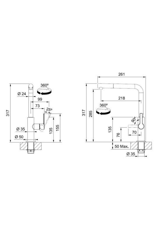 Franke Maris Slim L Czarna bateria kuchenna z wysuwaną wylewką 115.0728.394