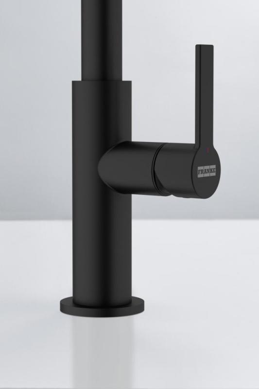 Franke Maris Slim J Kran kuchenny z obrotową, okrągłą wylewką Czarny 115.0728.386