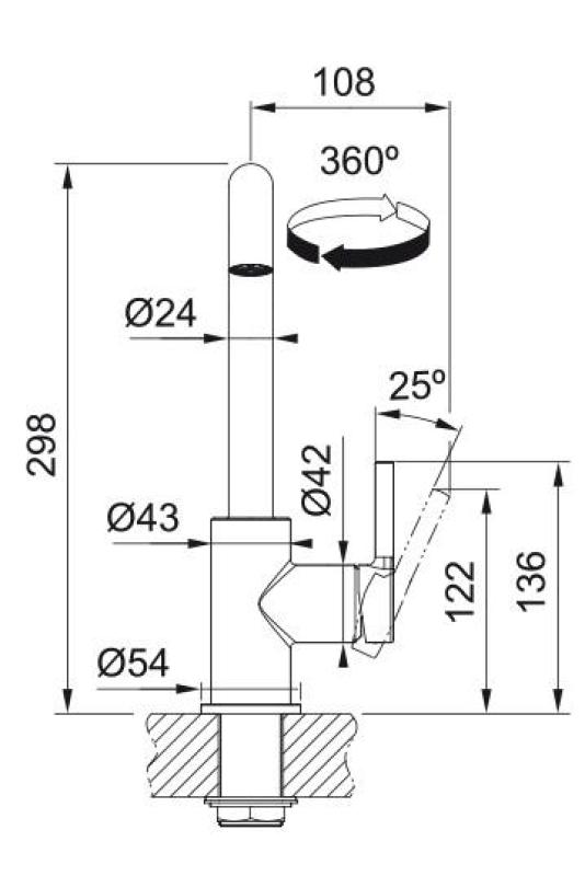 Franke Lina U Kran kuchenny z obrotowym wylewkiem Chrom 115.0728.473