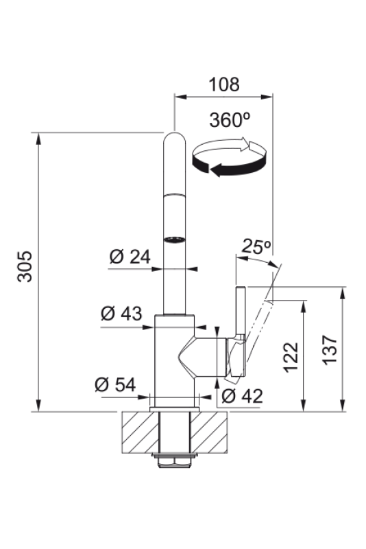 Franke Lina U Kran kuchenny Chrom Wyjmowany Wylewak 115.0728.476