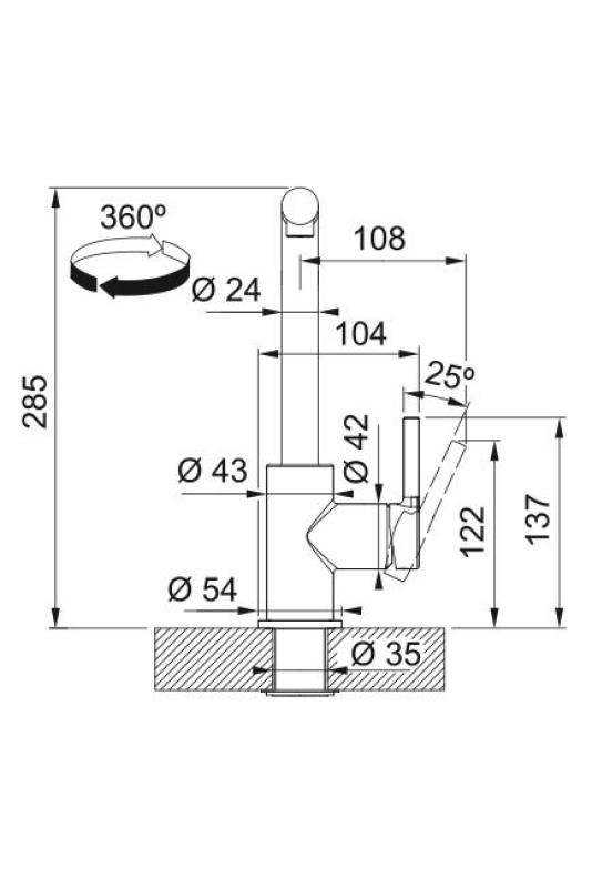 Franke Lina L Kran kuchenny Czarny z Wyciąganą Wylewką 115.0712.435