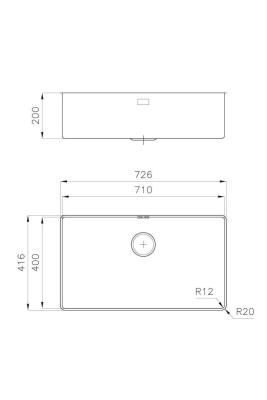 Foster Phantom Slimline RVS Zlew 71x40cm Podbudowa dla blatów ceramicznych 1208971121