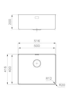 Foster Phantom Slimline RVS Zlew 50x40cm Podbudowa dla blatów ceramicznych 1208971122