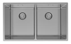 Pure.Sink Prestige Podwójny zlewozmywak ze stali nierdzewnej 70x40 cm, promień 10 mm, montaż podblatowy, równoległy i górny PPG343440-02