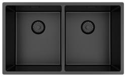 Pure.Sink Prestige Podwójny zlewozmywak Gun Metal 70x40 cm, promień 10 mm, do montażu podblatowego, równego i nadblatowego PPG343440-61