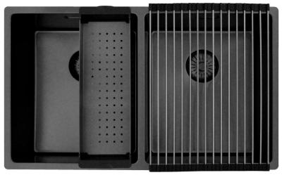 Pure.Sink Prestige Podwójny zlewozmywak Gun Metal 70x40 cm, promień 10 mm, do montażu podblatowego, równego i nadblatowego PPG343440-61