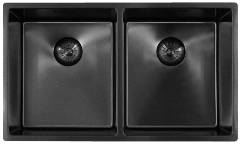 Pure.Sink Prestige Podwójny zlewozmywak Gun Metal 70x40 cm, promień 10 mm, do montażu podblatowego, równego i nadblatowego PPG343440-61