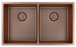 Pure.Sink Prestige Podwójny miedziany zlew 70x40cm promień 10mm, montaż podblatowy, równoległy i nakładany PPG343440-62