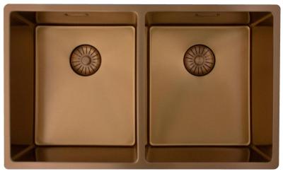 Pure.Sink Prestige Podwójny miedziany zlew 70x40cm promień 10mm, montaż podblatowy, równoległy i nakładany PPG343440-62