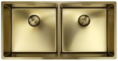 Pure.Sink Prestige Podwójny Złoty zlew 82x40 cm promień 10mm, montaż podblatowy, równoległy i nawierzchniowy PPG404040-60