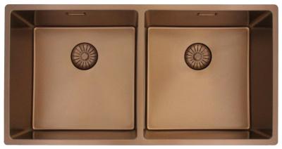 Pure.Sink Prestige Podwójny Miedziany Zlew 82x40 cm, promień 10mm, montaż podblatowy, płaski i nadblatowy PPG404040-62