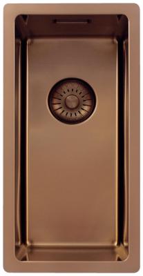 Pure.Sink Exclusivo mała miedziana zlewka 18x40 cm promień 10mm, montaż podszafkowy, równoległy i montaż na wierzchu PEX1840-62