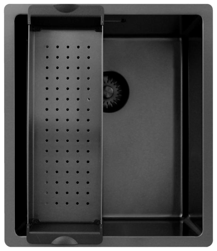 Pure.Sink Exclusivo Gun metal zlew 34x40 cm, promień 10mm, montaż podblatowy, równoległy i nadblatowy PEX3440-61
