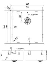 Pure.Sink Exclusivo RVS zlew 40x40 cm, promień 10mm, montaż podblatowy, równoległy i nadblatowy PEX4040-02