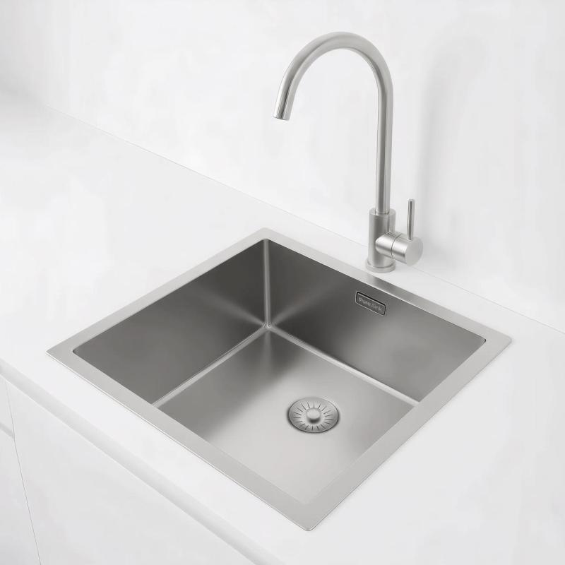 Pure.Sink Exclusivo RVS zlew 40x40 cm, promień 10mm, montaż podblatowy, równoległy i nadblatowy PEX4040-02