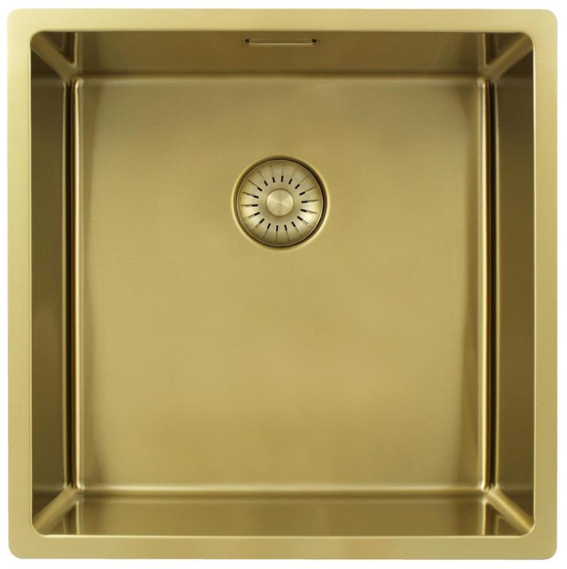 Pure.Sink Exclusivo Złoty zlew 40x40 cm promień 10mm podbudowa, montaż równoległy i nadbudowa PEX4040-60