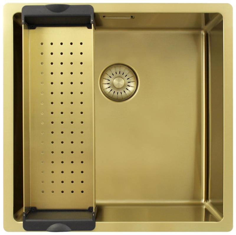 Pure.Sink Exclusivo Złoty zlew 40x40 cm promień 10mm podbudowa, montaż równoległy i nadbudowa PEX4040-60