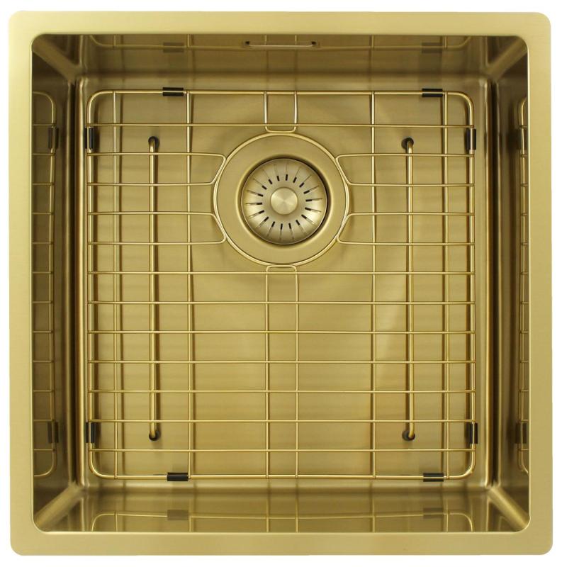 Pure.Sink Exclusivo Złoty zlew 40x40 cm promień 10mm podbudowa, montaż równoległy i nadbudowa PEX4040-60