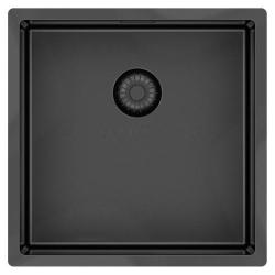 Pure.Sink Exclusivo Gun metal zlew 40x40 cm promień 10mm montaż podblatowy, montaż równy i montaż na wierzchu PEX4040-61