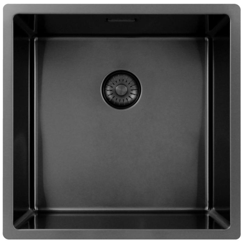 Pure.Sink Exclusivo Gun metal zlew 40x40 cm promień 10mm montaż podblatowy, montaż równy i montaż na wierzchu PEX4040-61