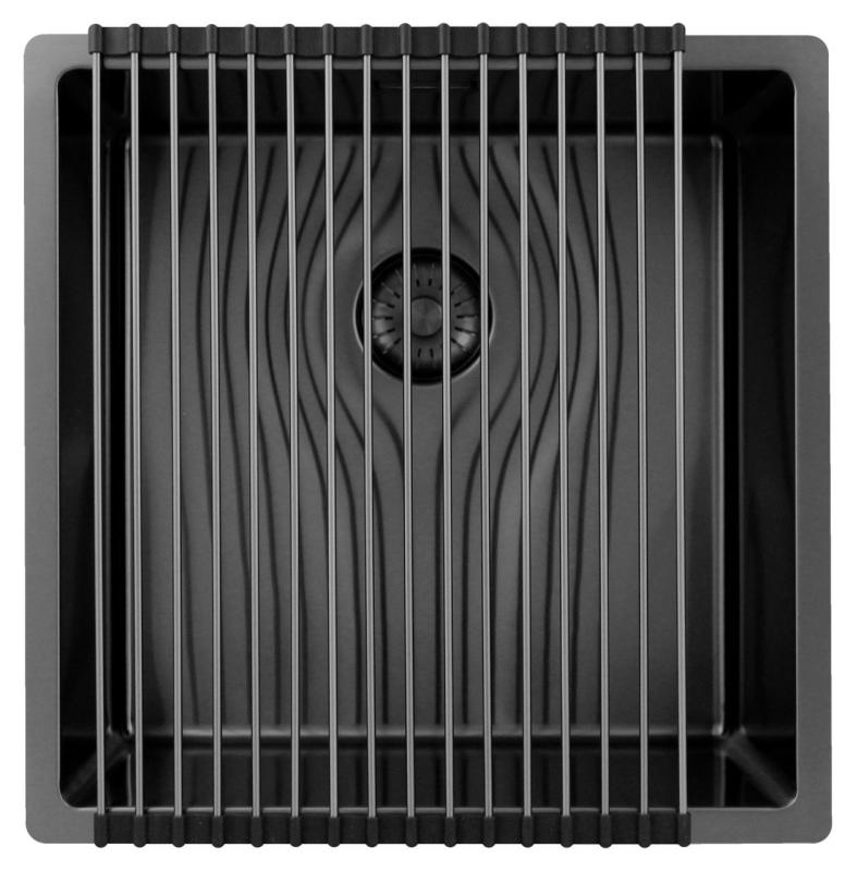 Pure.Sink Exclusivo Gun metal zlew 40x40 cm promień 10mm montaż podblatowy, montaż równy i montaż na wierzchu PEX4040-61