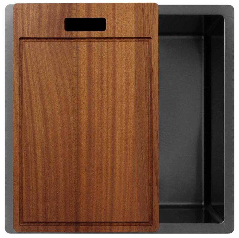 Pure.Sink Exclusivo Gun metal zlew 40x40 cm promień 10mm montaż podblatowy, montaż równy i montaż na wierzchu PEX4040-61