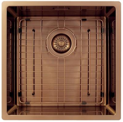 Pure.Sink Exclusivo Miedziany zlew 40x40 cm promień 10mm, montaż podblatowy, równoległy i nadblatowy PEX4040-62