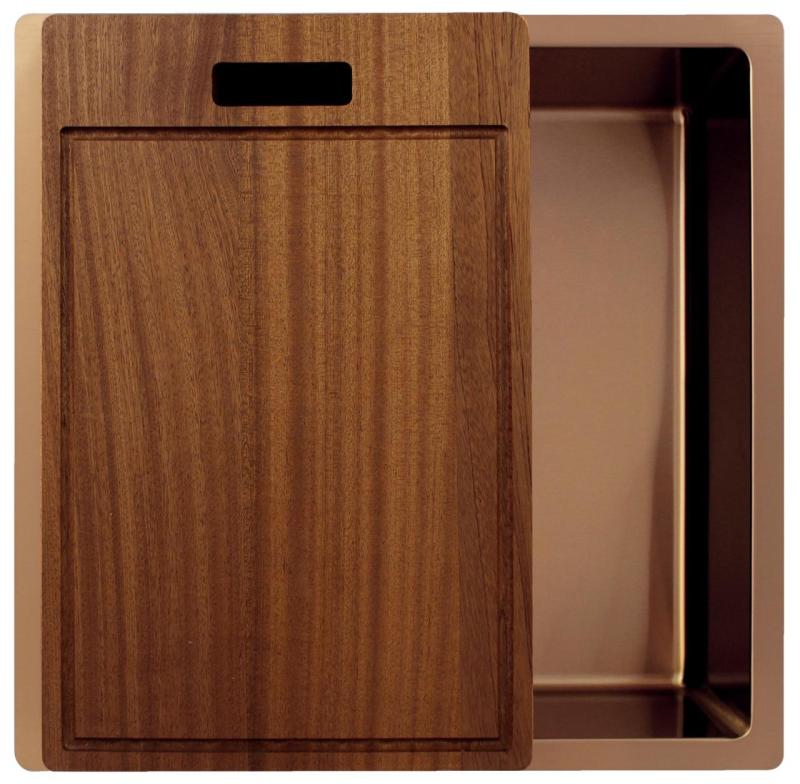 Pure.Sink Exclusivo Miedziany zlew 40x40 cm promień 10mm, montaż podblatowy, równoległy i nadblatowy PEX4040-62