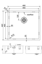 Pure.Sink Exclusivo RVS zlew 45x40 cm promień 10mm do montażu podszafkowego, na poziomie i na wierzchu PEX4540-02