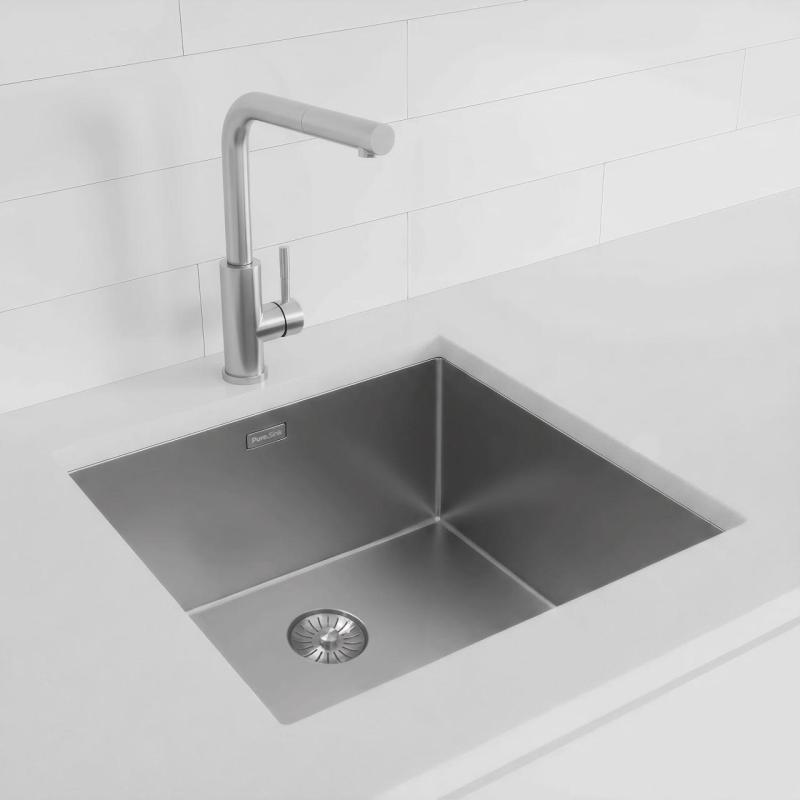 Pure.Sink Exclusivo RVS zlew 45x40 cm promień 10mm do montażu podszafkowego, na poziomie i na wierzchu PEX4540-02