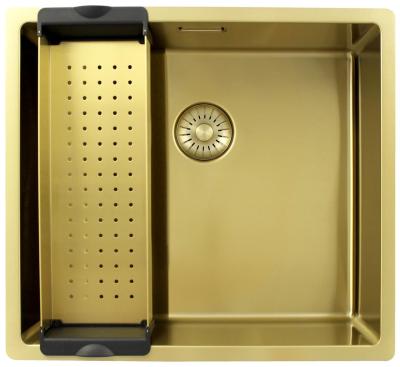Pure.Sink Exclusivo Złoty zlew 45x40 cm, promień 10 mm, montaż podszafkowy, płaski i nadbudowa PEX4540-60