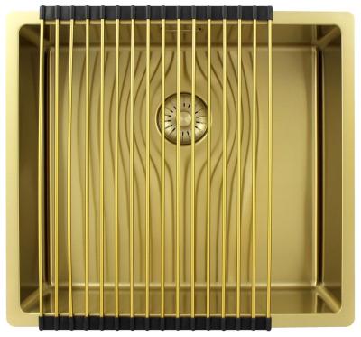Pure.Sink Exclusivo Złoty zlew 45x40 cm, promień 10 mm, montaż podszafkowy, płaski i nadbudowa PEX4540-60