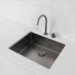 Pure.Sink Exclusivo Gun metal zlew 50x40 cm, promień 10mm, montaż podblatowy, równoległy i nadblatowy PEX5040-61