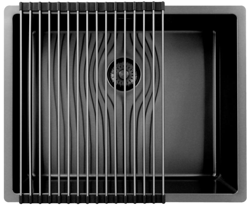 Pure.Sink Exclusivo Gun metal zlew 50x40 cm, promień 10mm, montaż podblatowy, równoległy i nadblatowy PEX5040-61