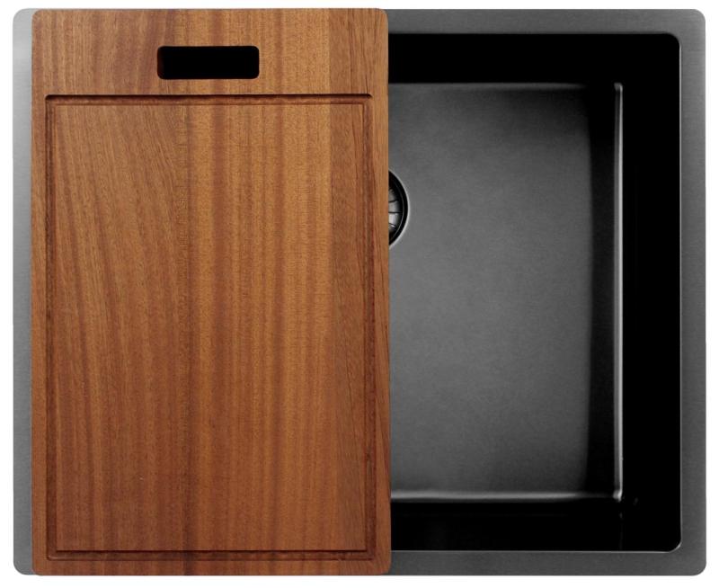 Pure.Sink Exclusivo Gun metal zlew 50x40 cm, promień 10mm, montaż podblatowy, równoległy i nadblatowy PEX5040-61