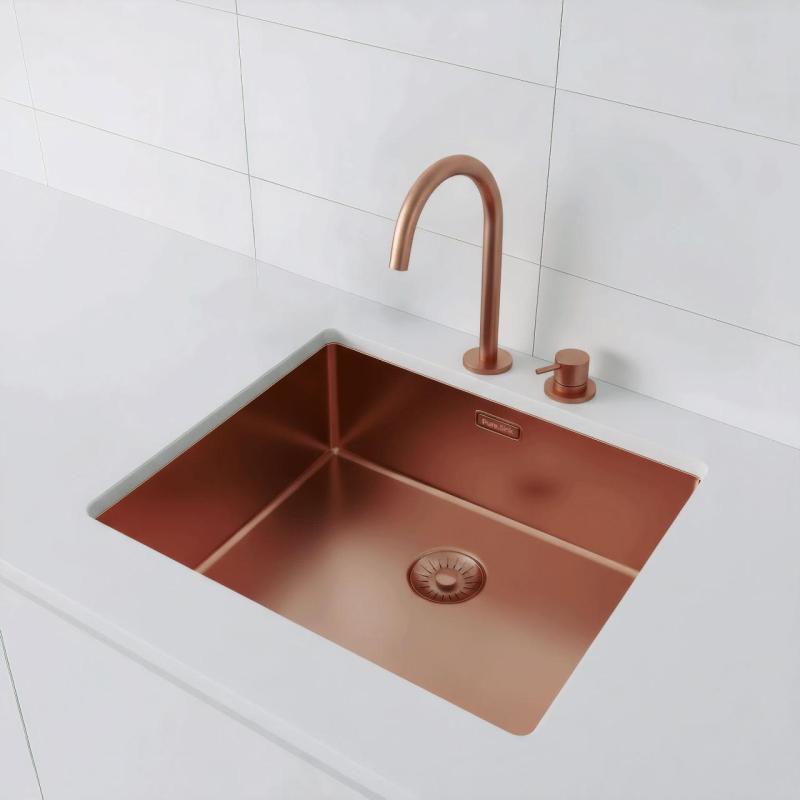 Pure.Sink Exclusivo Miedziany zlew 50x40 cm promień 10mm do montażu podszafkowego, płaskiego i nadbudowy PEX5040-62