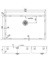 Pure.Sink Exclusivo duży zlew ze stali nierdzewnej 70x40 cm promień 10mm, montaż podblatowy, równoległy i nawierzchniowy PEX7040-02