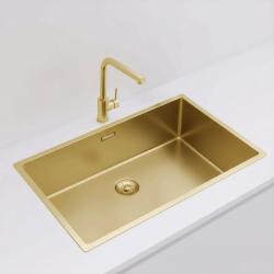 Pure.Sink Exclusivo duży złoty zlew 70x40 cm promień 10mm podbudowa, równoległa instalacja i nadbudowa PEX7040-60